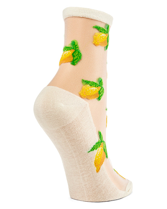 Women's Lemon Sheer Combed Cotton Crew Socks