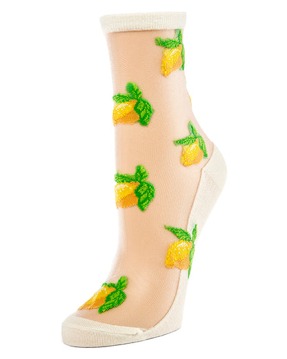 Women's Lemon Sheer Combed Cotton Crew Socks