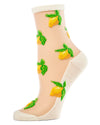 Women's Lemon Sheer Combed Cotton Crew Socks