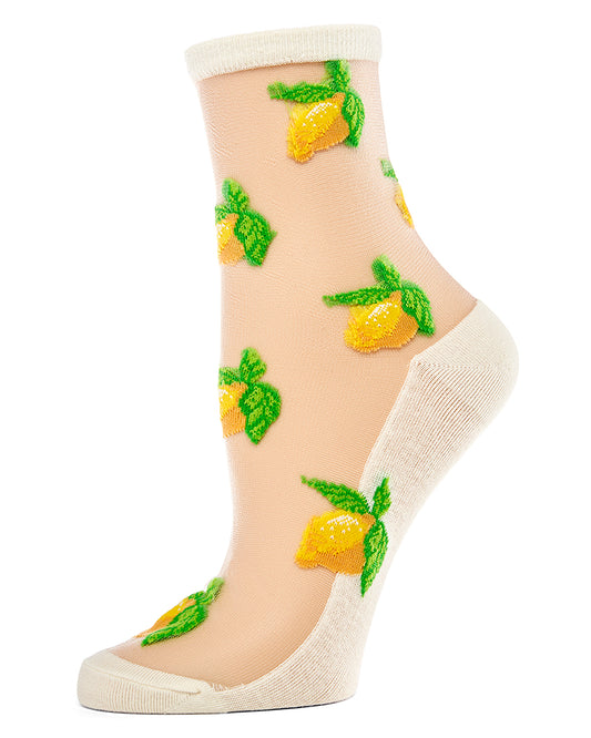 Women's Lemon Sheer Combed Cotton Crew Socks