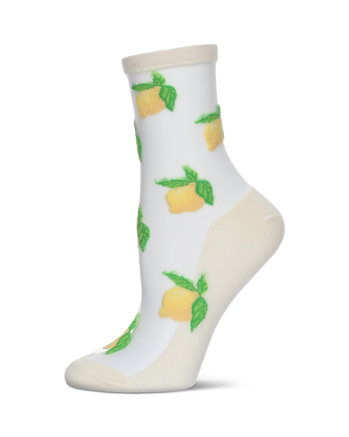 Women's Lemon Sheer Combed Cotton Crew Socks : Color: White