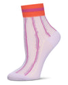 Women's Sheer Openwork Retro Stripe Anklet Socks : Color: Lilac