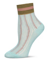 Women's Sheer Openwork Retro Stripe Anklet Socks : Color: Mint
