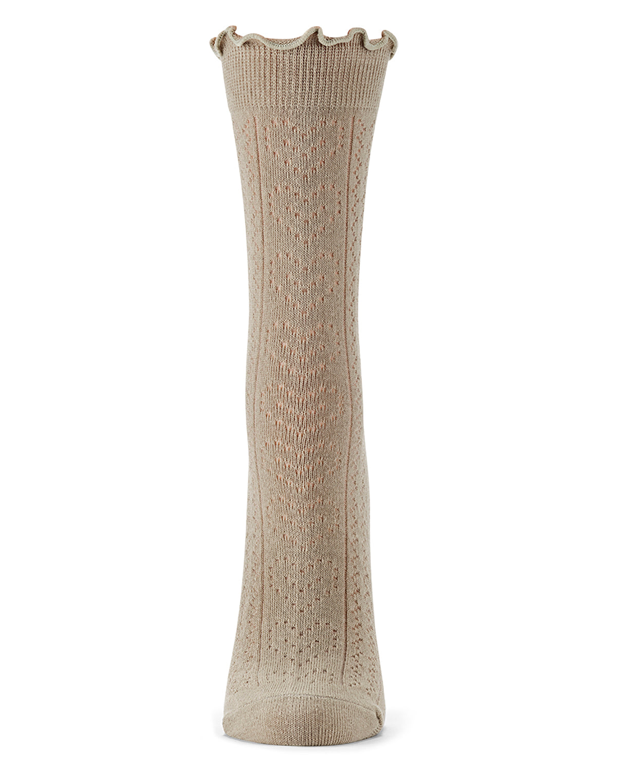 Women's Heart Ruffle Cuff Pointelle Crew Socks