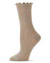 Women's Heart Ruffle Cuff Pointelle Crew Socks