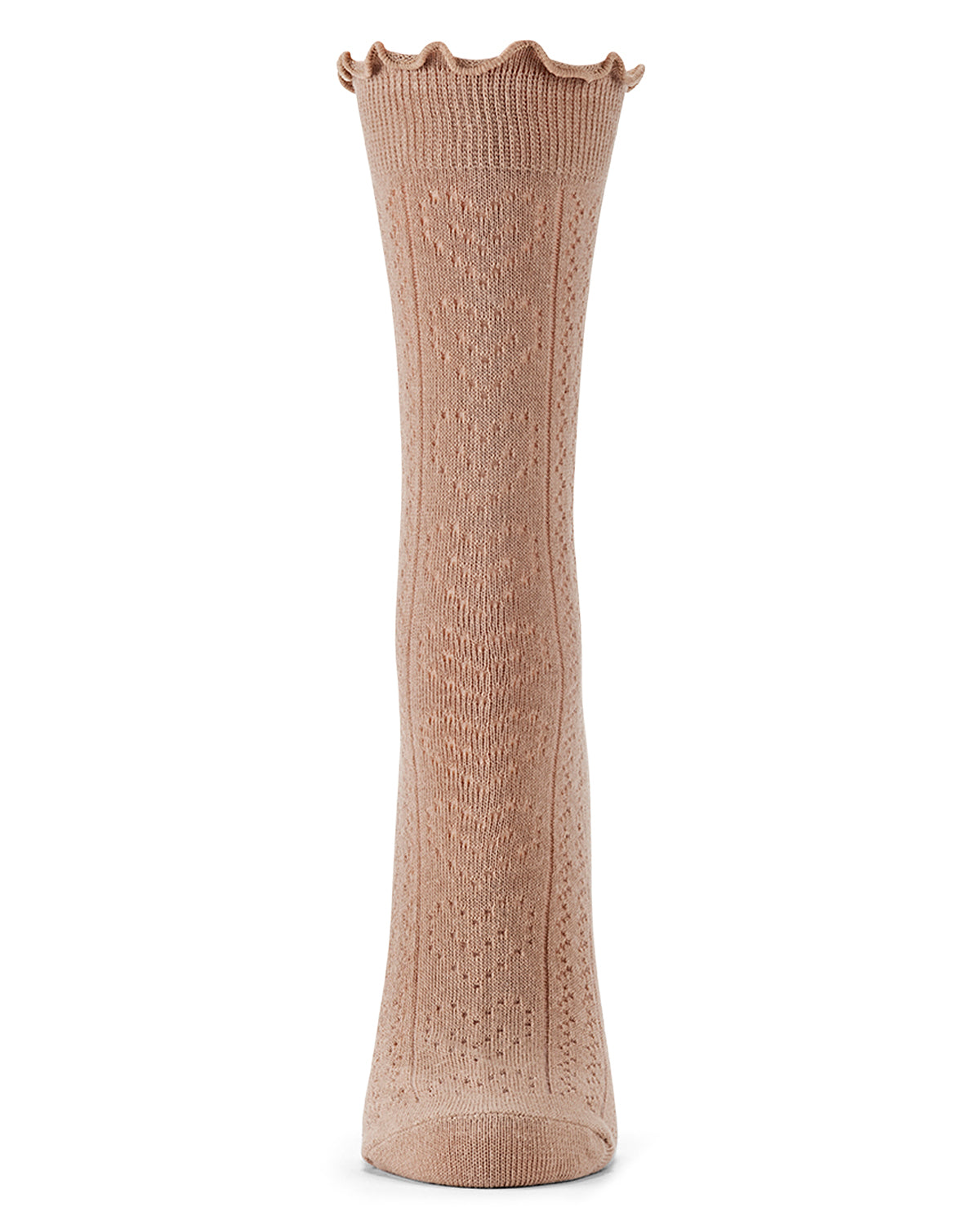 Women's Heart Ruffle Cuff Pointelle Crew Socks