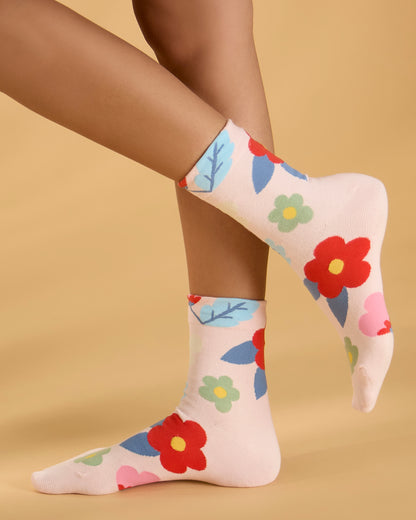 Women's "Mod Floral" Cotton-Rich Crew Sock