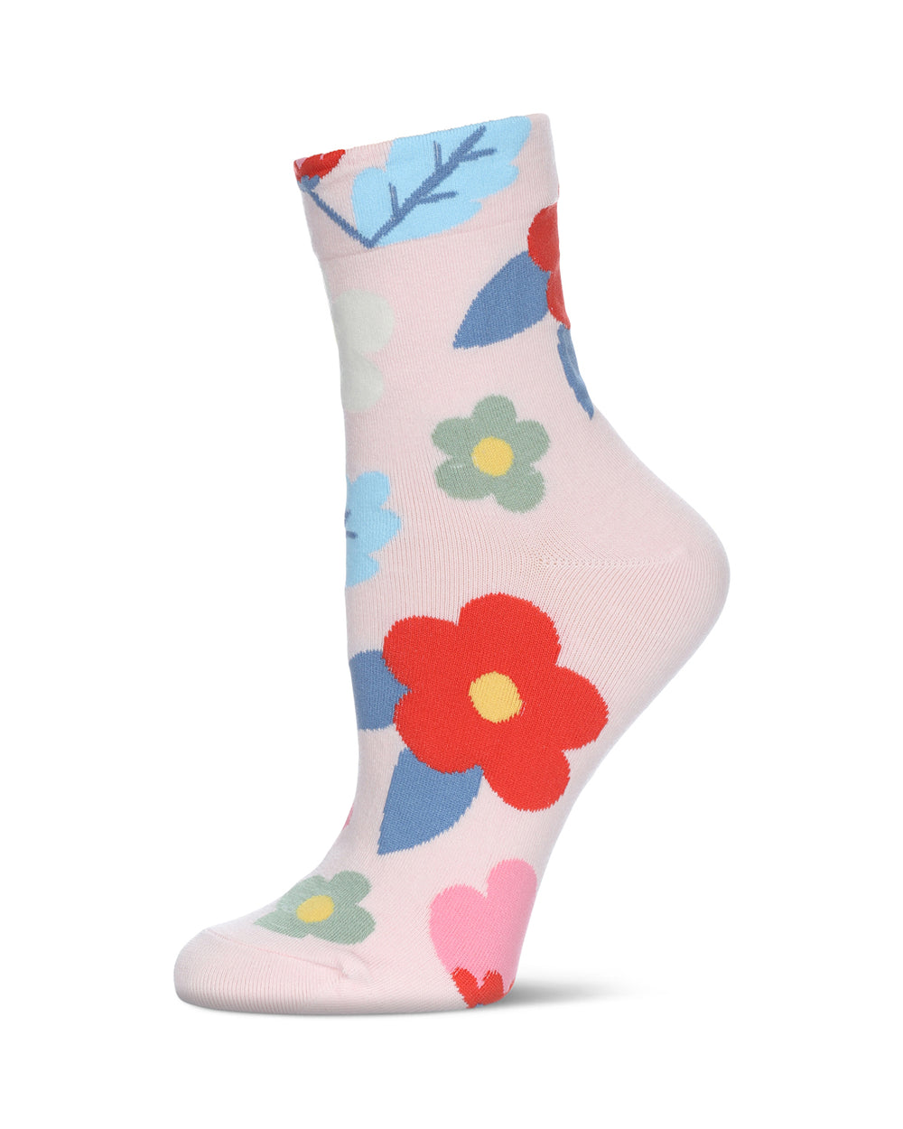 Women's Mod Floral Crew Socks : Color: Pastel Pink