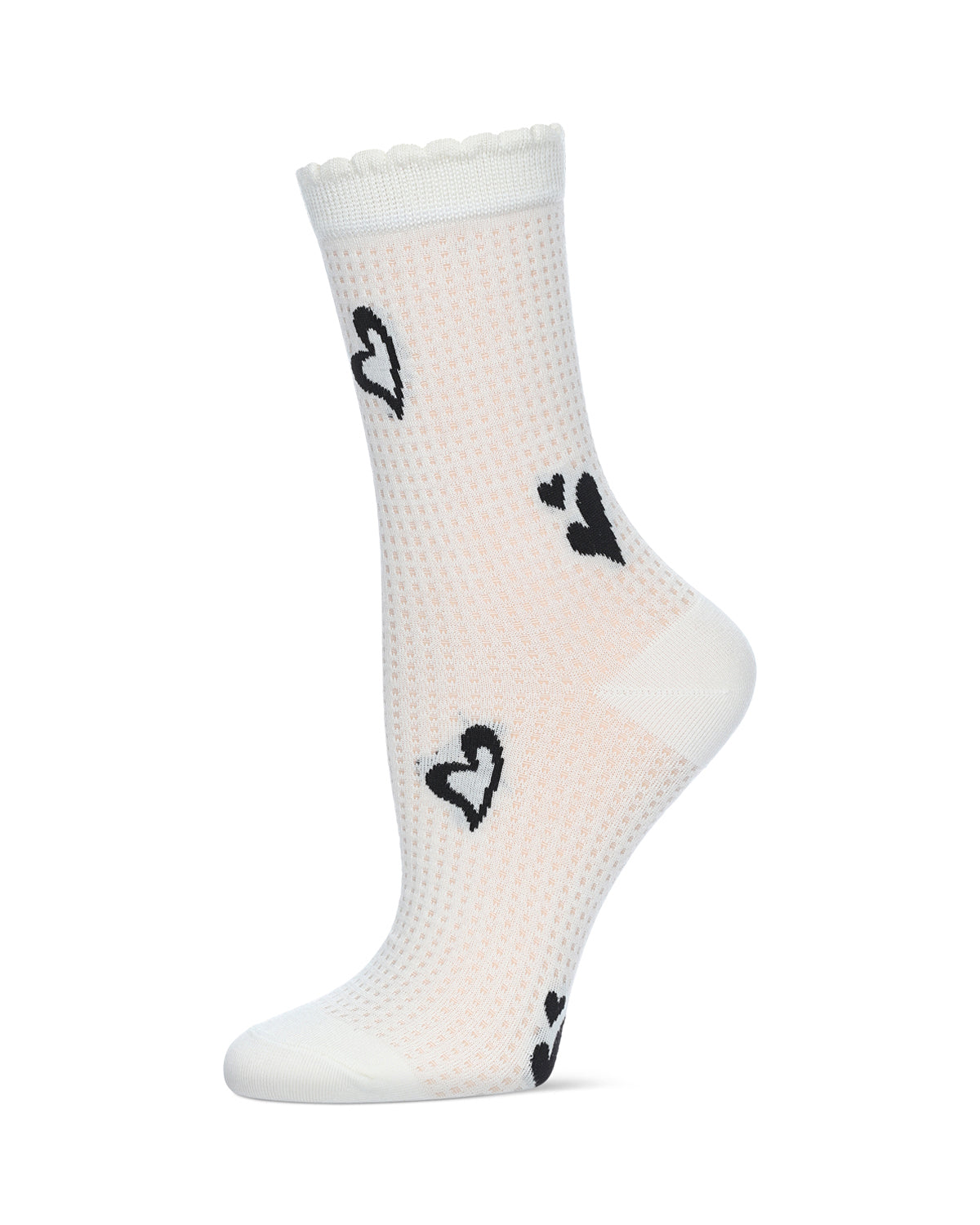 Women's Floating Hearts Crew Socks : Color: Cream