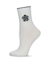 Women's Beaded Blossom Knit Rib Crew Socks : Color: Cream