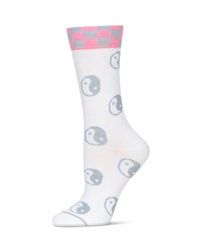 Women's "Yin Yang" Cotton-Blend Novelty Crew Sock