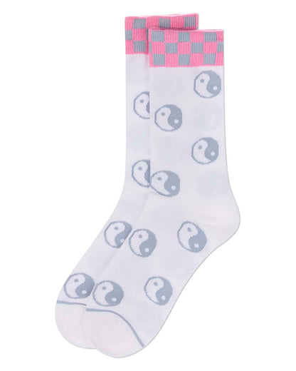 Women's "Yin Yang" Cotton-Blend Novelty Crew Sock