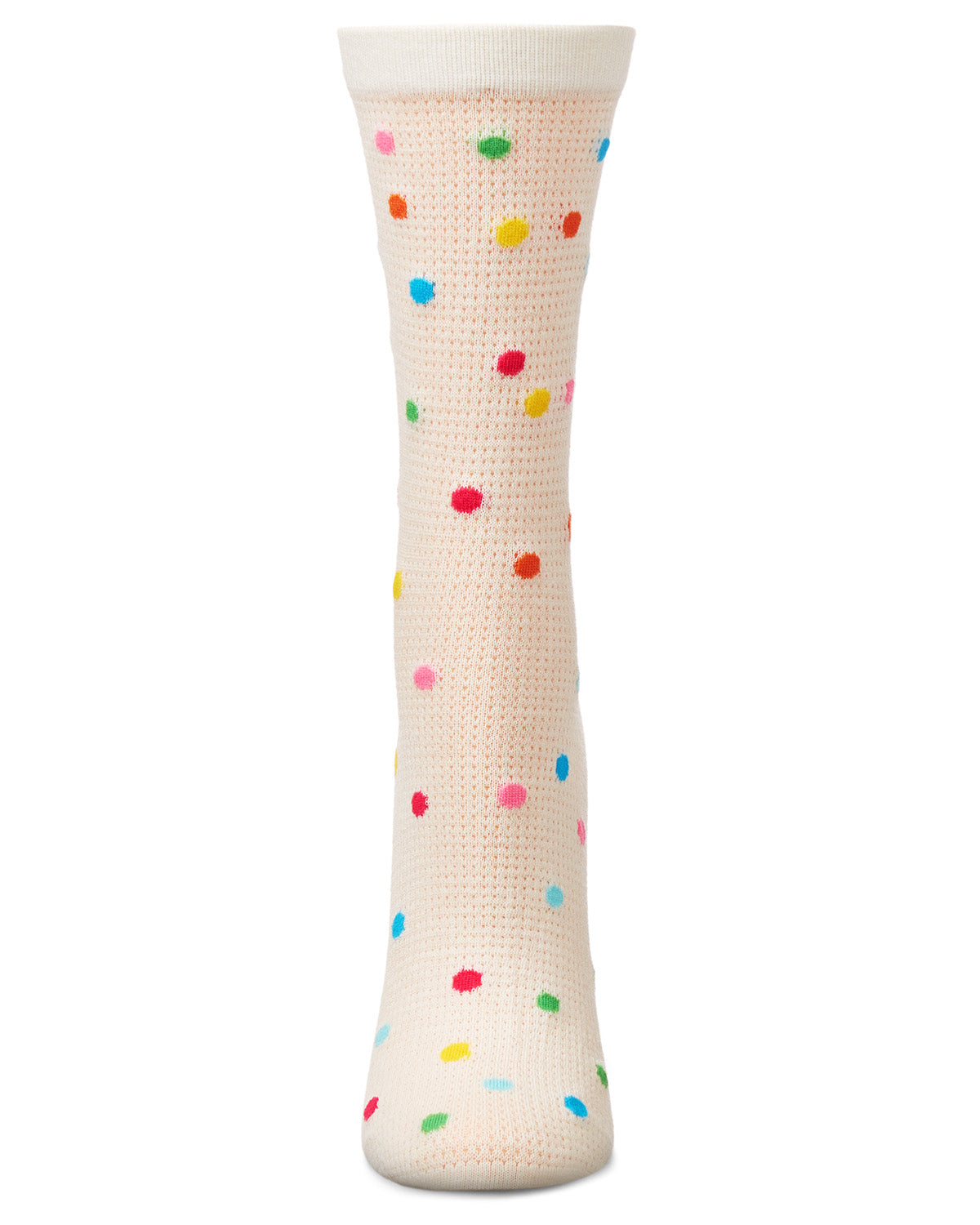 Women's Openwork Dotted Crew Socks : Color: Ivory