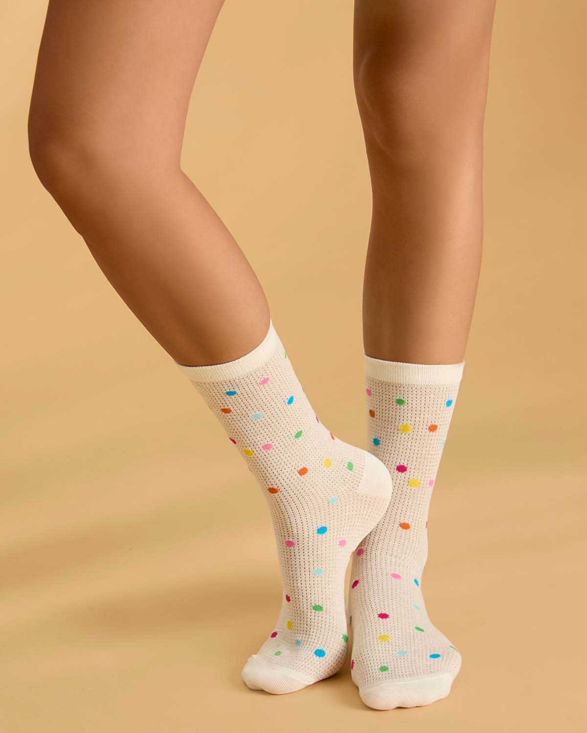 Women's Openwork Dotted Crew Socks