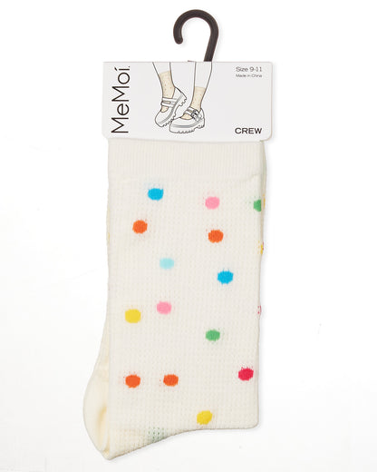 Women's Openwork Dotted Crew Socks : Color: Ivory