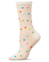 Women's Openwork Dotted Crew Socks : Color: Ivory