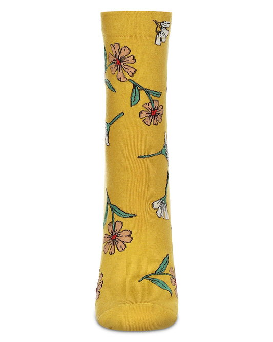 Women's Whimsy Floral Crew Socks : Color: Yellow