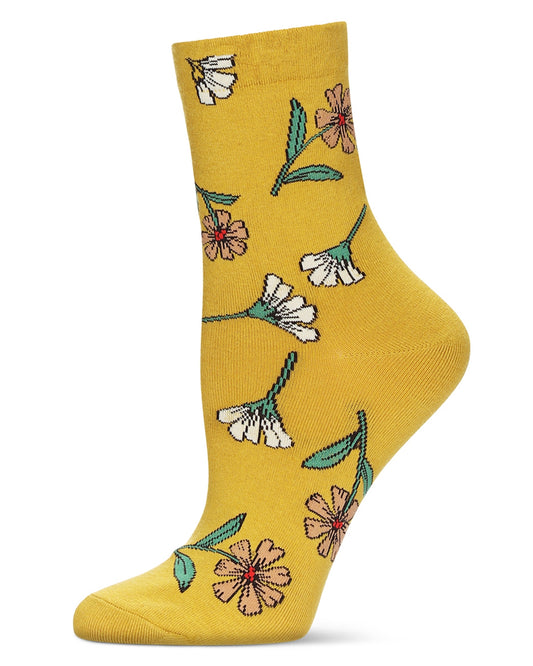 Women's Whimsy Floral Crew Socks : Color: Yellow