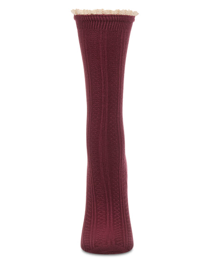 Women's Prairie Lace Crew Socks : Color: Black