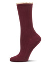Women's Prairie Lace Crew Socks : Color: Burgundy
