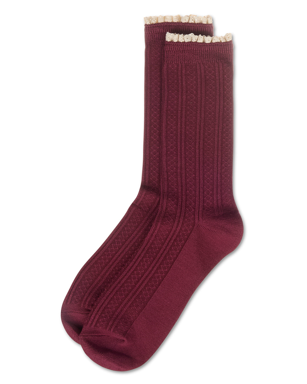 Women's Prairie Lace Crew Socks : Color: Black