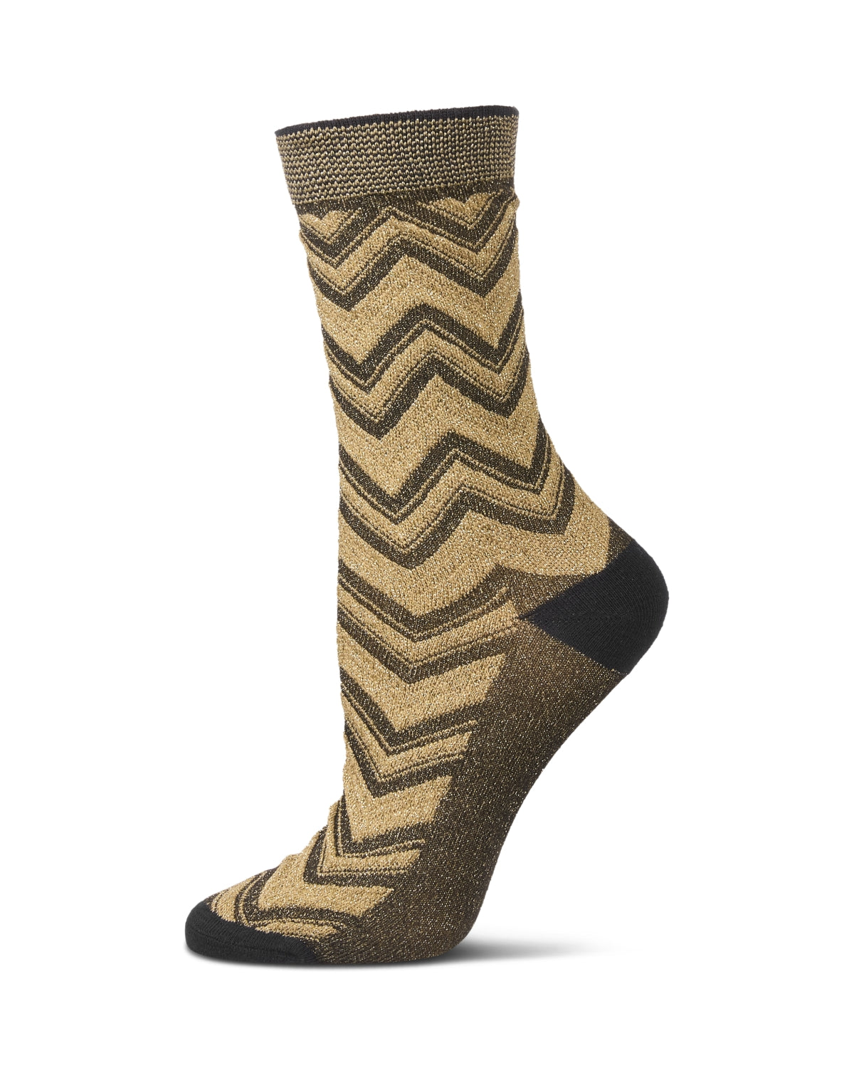 Women's Shimmer Chevron Crew Socks : Color: Black