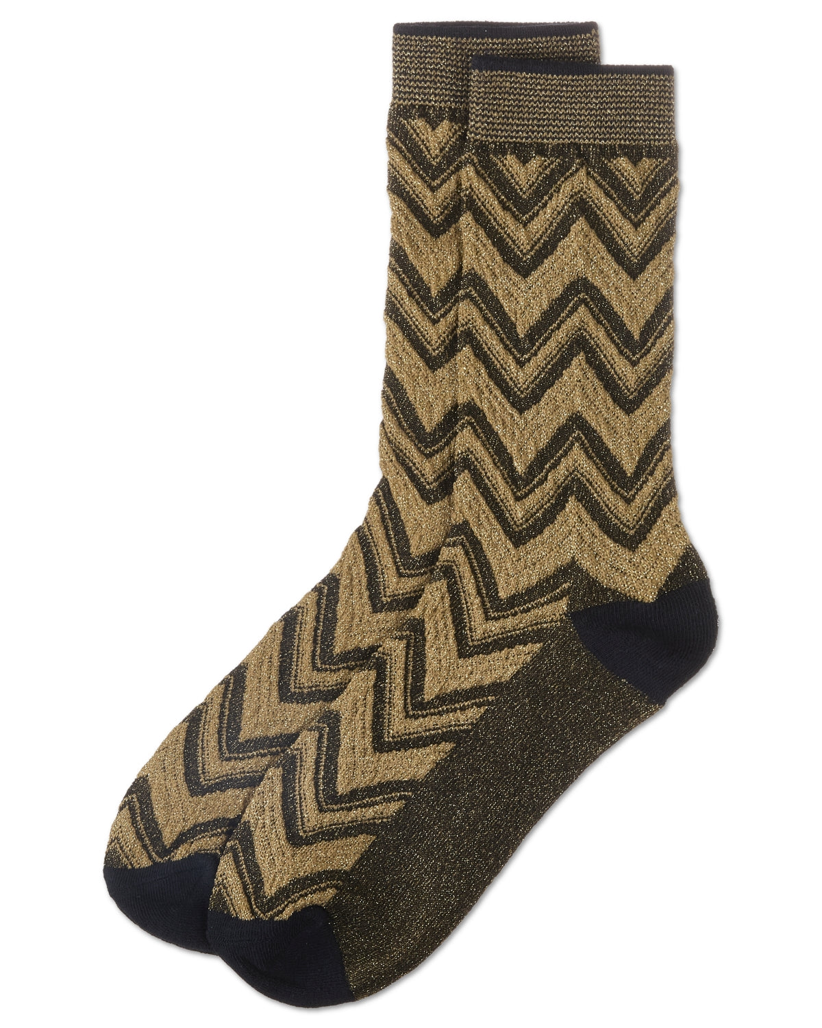 Women's Shimmer Chevron Crew Socks : Color: Black
