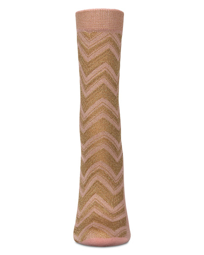 Women's Shimmer Chevron Crew Socks : Color: Black