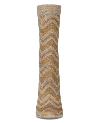 Women's Shimmer Chevron Crew Socks : Color: Black