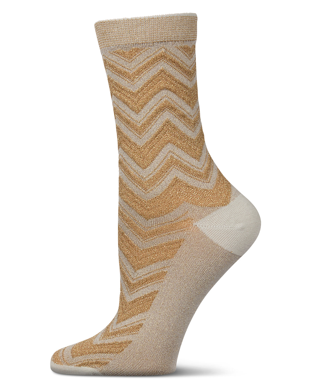 Women's Shimmer Chevron Crew Socks : Color: Silver