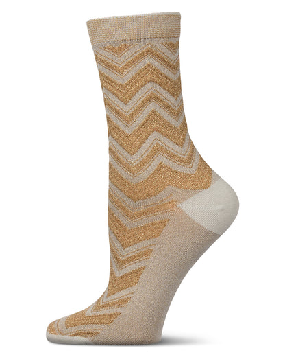 Women's Shimmer Chevron Crew Socks : Color: Silver
