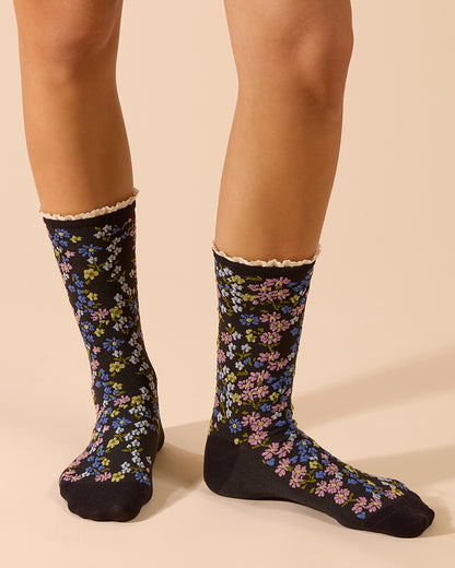 Women's Liberty Floral Lace Cuff Crew Socks
