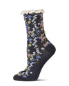 Women's Liberty Floral Lace Cuff Crew Socks : Color: Black