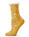 Women's Liberty Floral Lace Cuff Crew Socks : Color: Mustard