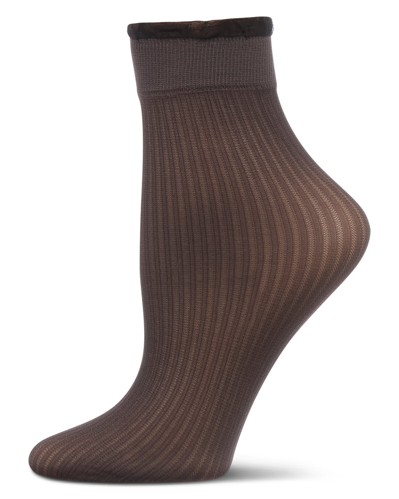 Women's Sheer Ruffle Cuff Ribbed Crew Sock