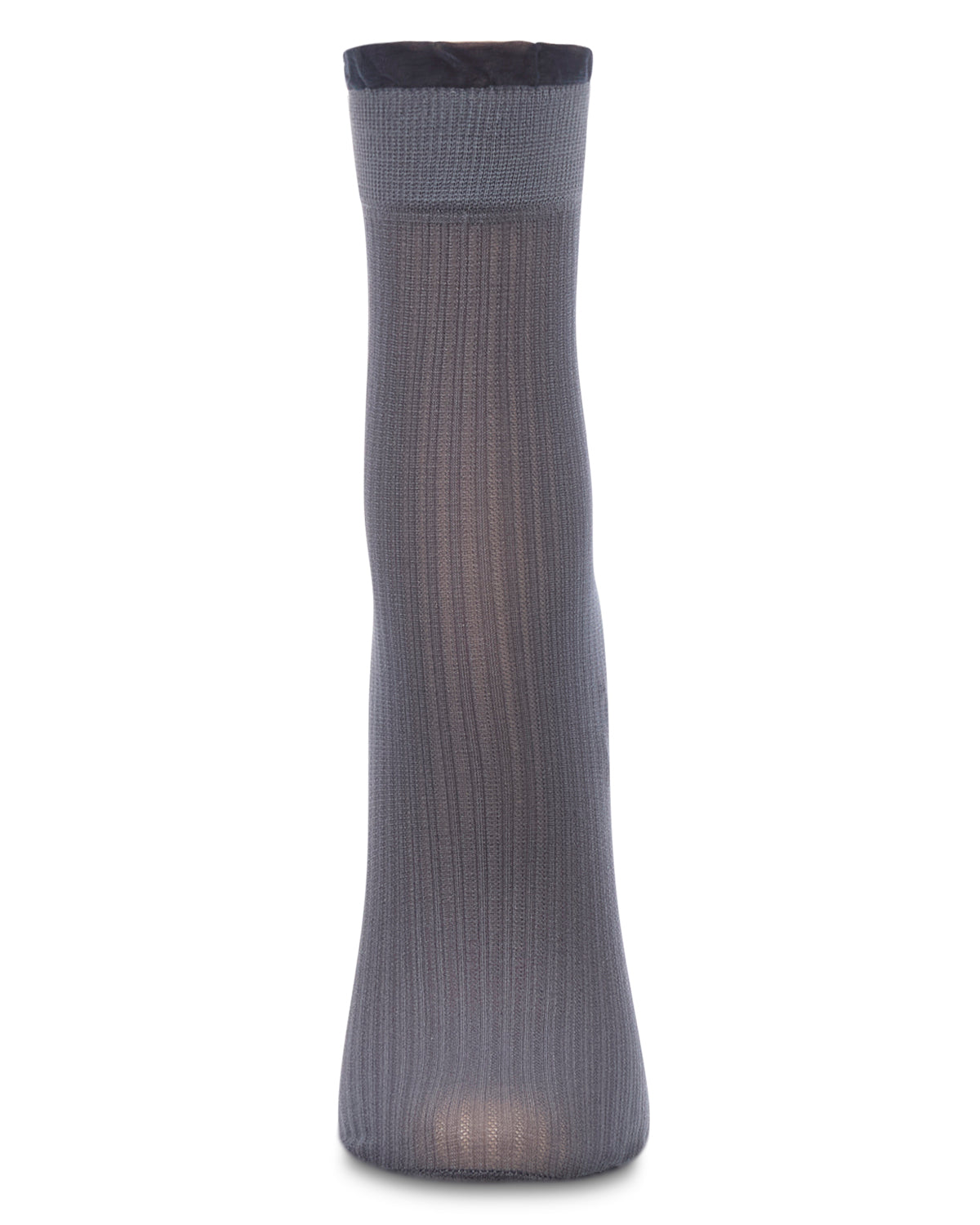 Women's Sheer Ruffle Cuff Ribbed Crew Sock : Color: Brown