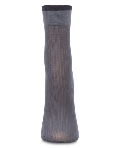 Women's Sheer Ruffle Cuff Ribbed Crew Sock : Color: Brown