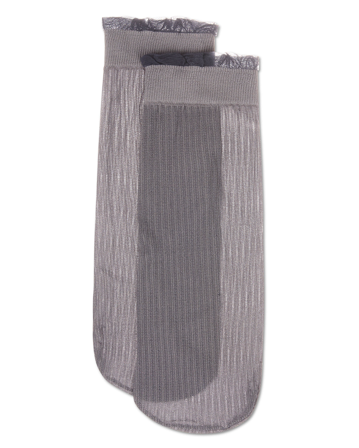 Women's Sheer Ruffle Cuff Ribbed Crew Sock : Color: Brown