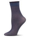 Women's Sheer Ruffle Cuff Ribbed Crew Sock : Color: Navy