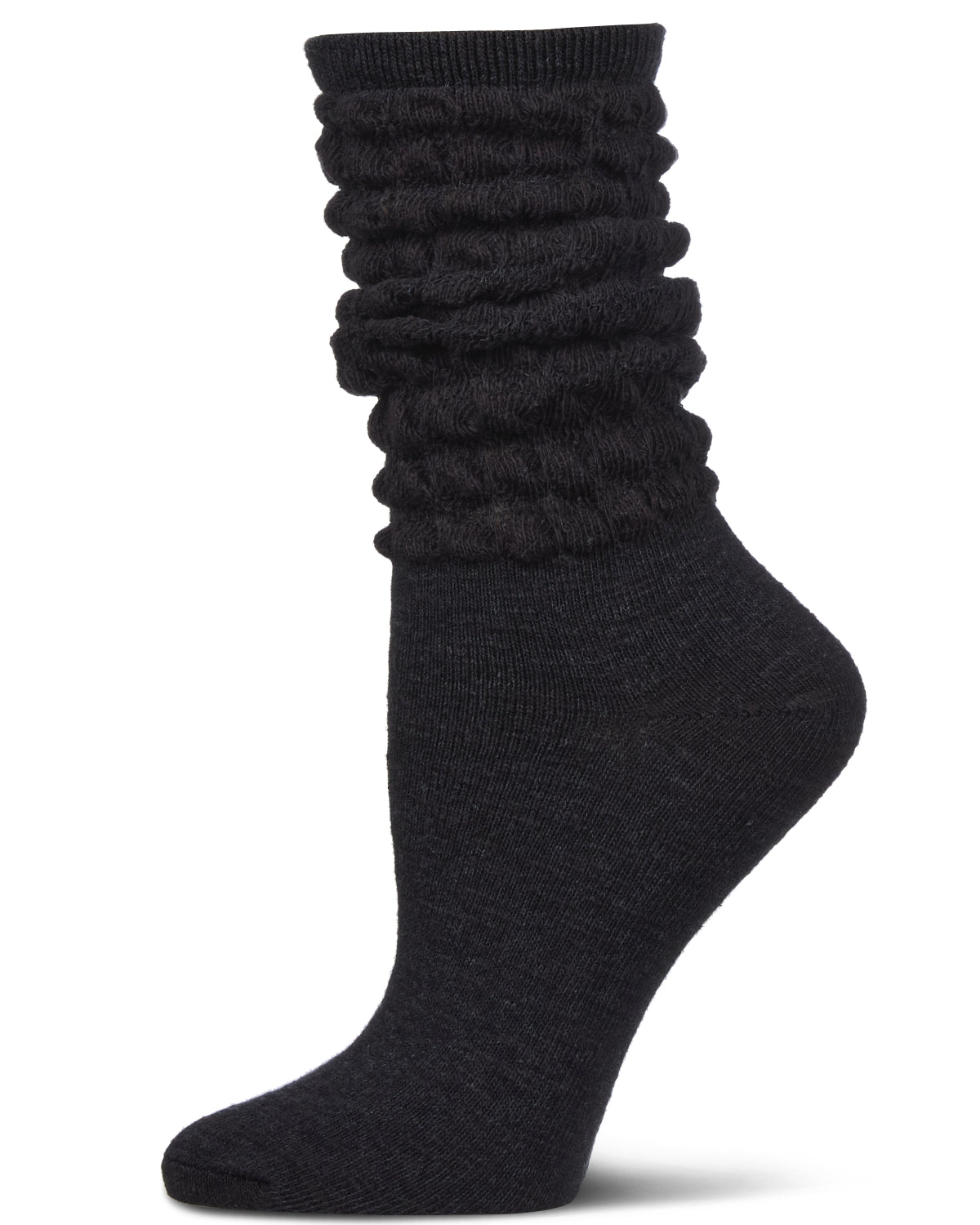 Women's Contessa Loose Knit Slub Extended Crew Socks : Color: Black