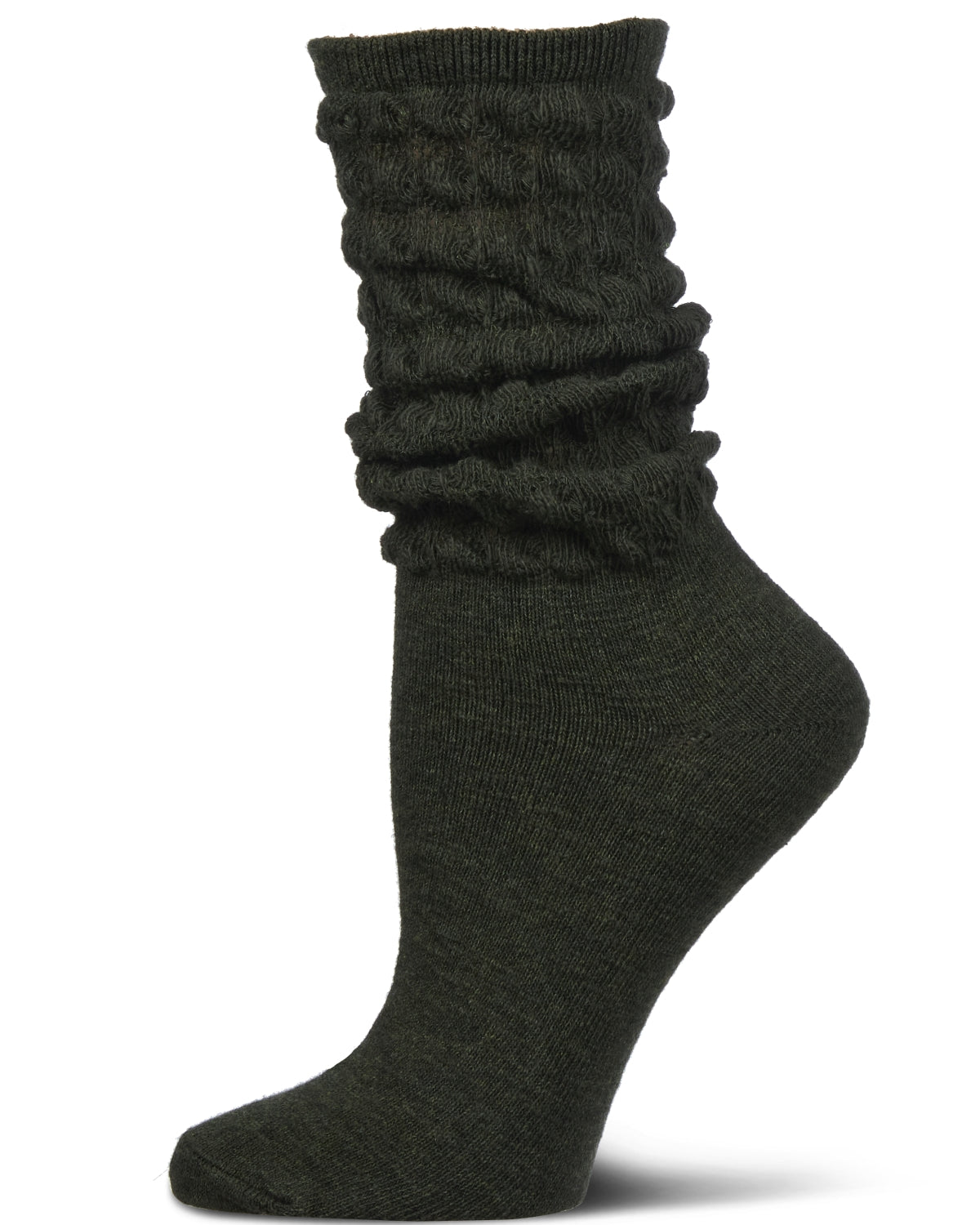 Women's Contessa Loose Knit Slub Extended Crew Socks : Color: Hunter Green