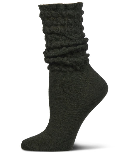 Women's Contessa Loose Knit Slub Extended Crew Socks : Color: Hunter Green