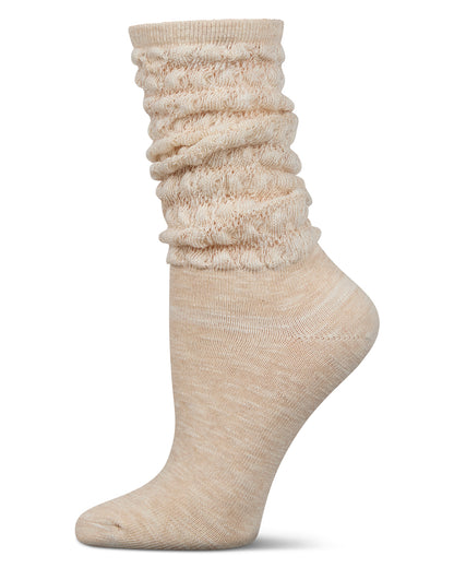 Women's Contessa Loose Knit Slub Extended Crew Socks : Color: Oatmeal