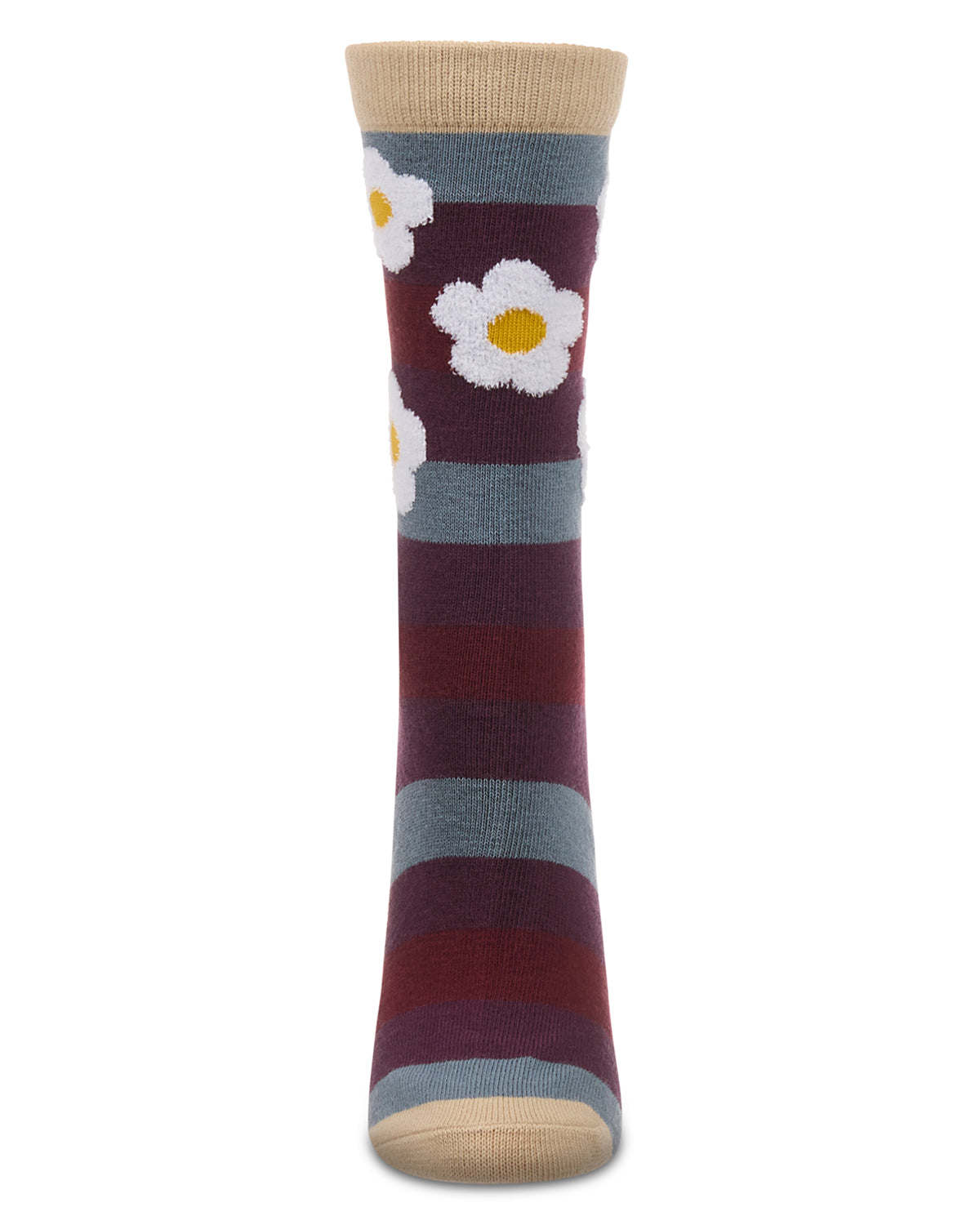 Women's Flower Pop Stripe Dimensional Crew Socks : Color: Jewel