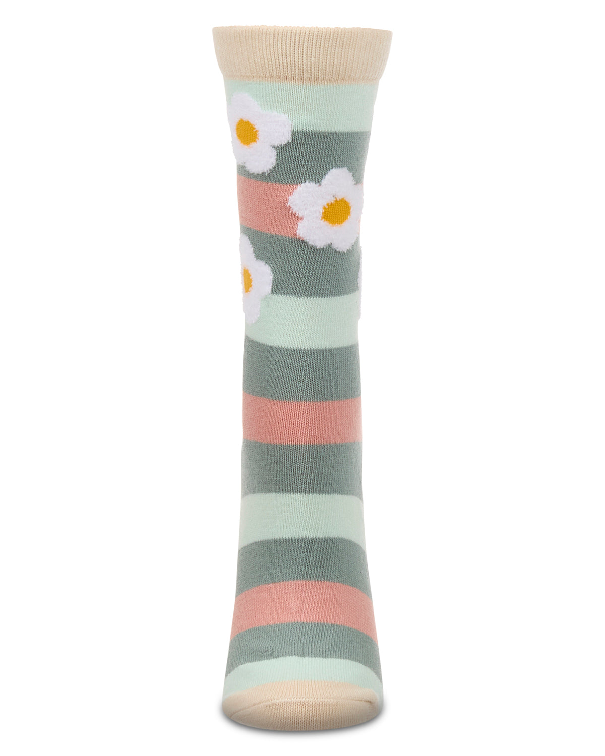 Women's Flower Pop Stripe Dimensional Crew Socks : Color: Jewel