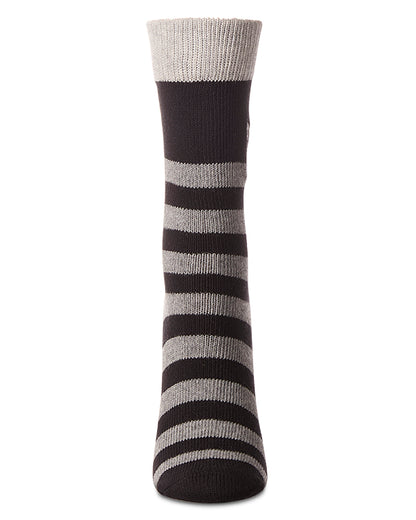 Women's "Just Hanging" Striped Embroidered Cotton Rich Novelty Crew Socks : Color: Pink