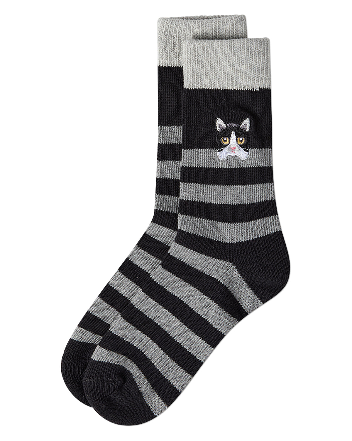 Women's "Just Hanging" Striped Embroidered Cotton Rich Novelty Crew Socks : Color: Pink