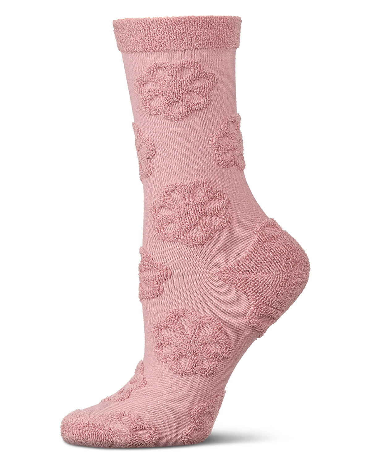Women's Flower Burst Dimensional Crew Socks : Color: Rose