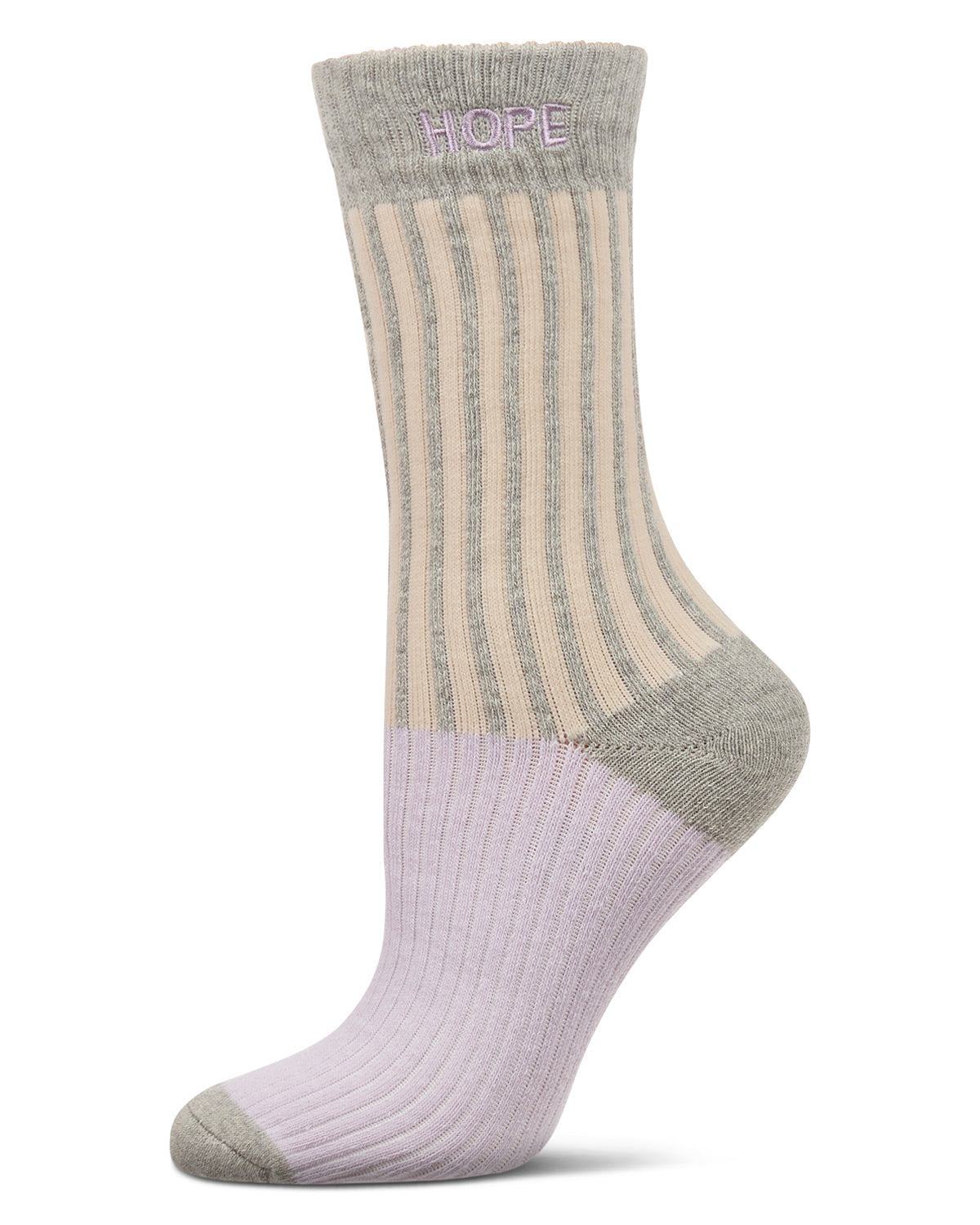 Women's Inspirations Embroidered Cuff Crew Socks : Color: Med Gray Heather