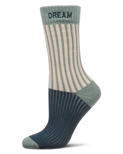 Women's Inspirations Embroidered Cuff Crew Socks : Color: Teal